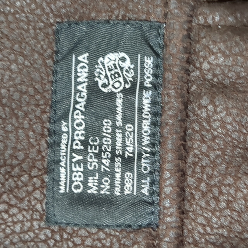 Obey faux suede chocolate brown Women’s coat with hidden hoodie Size L - Picture 8 of 10